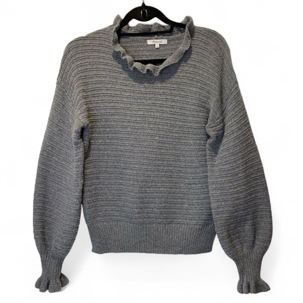 Madewell Gray Ruffled Women's Sweater size S